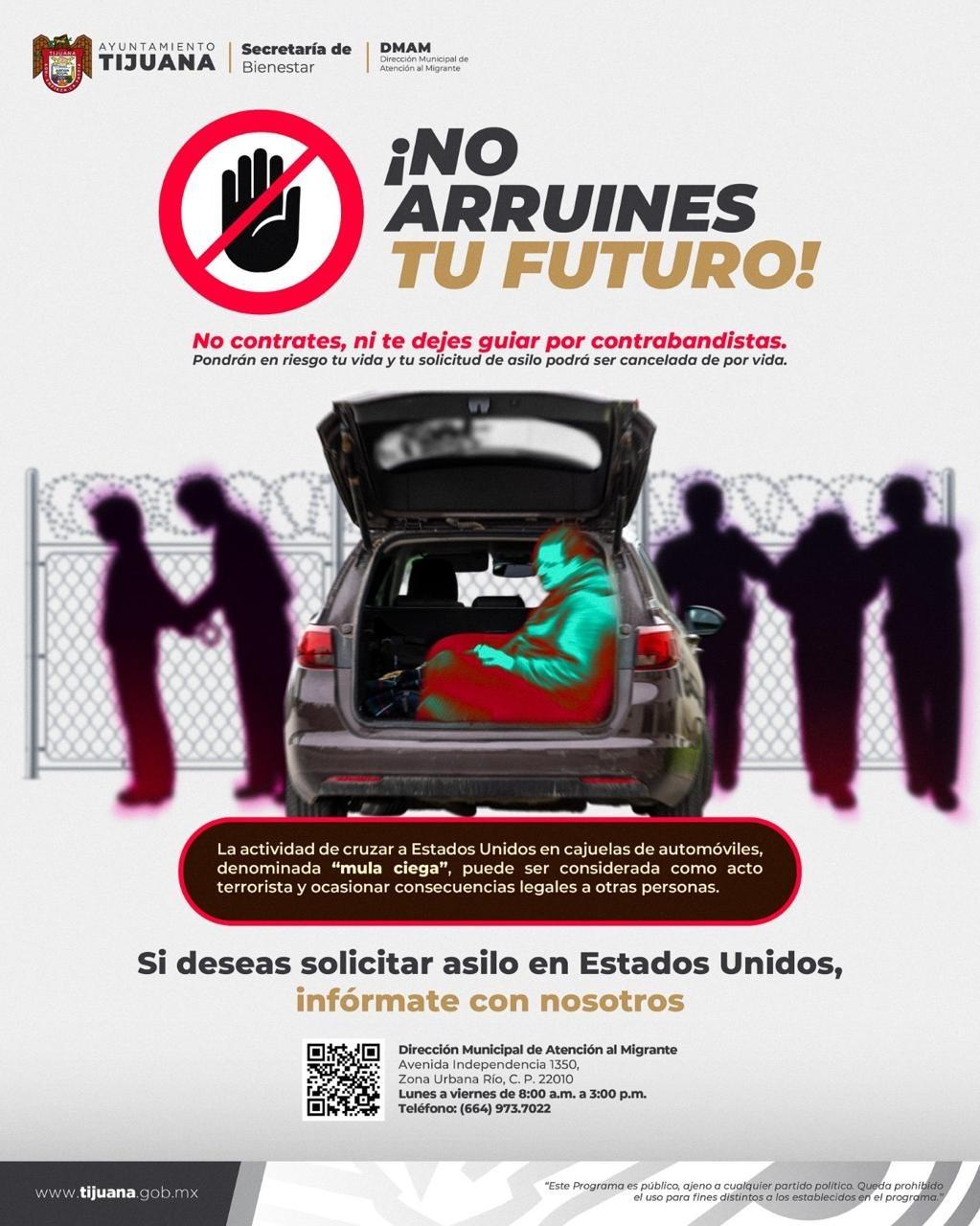 Lanza ayuntamiento campaña para inhibir cruce irregular de migrantes en modalidad “mula ciega”