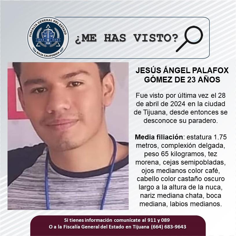 Servicio social: Se busca a Jesús Ángel Palafox Gómez de 23 años de edad