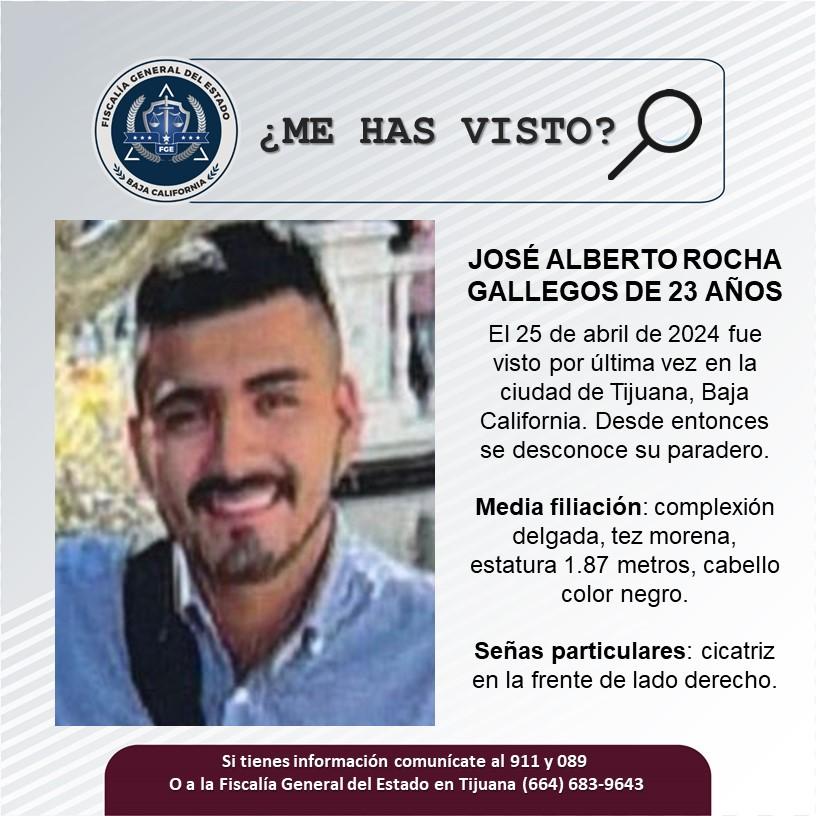Servicio social: Se busca a José Alberto Rocha Gallegos de 23 años de edad