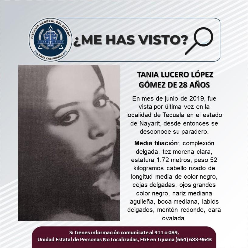 Servicio social: Se busca a Tania Lucero López Gómez de 28 años de edad