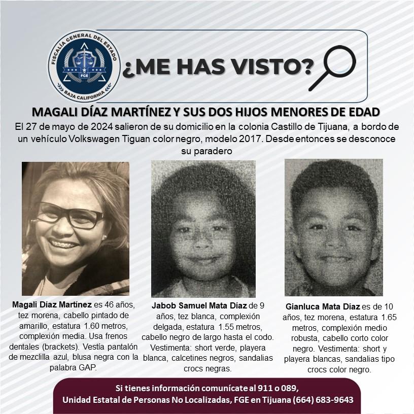 Servicio social: Se busca a Magali Díaz Martínez de 46 años y sus dos hijos menores de edad
