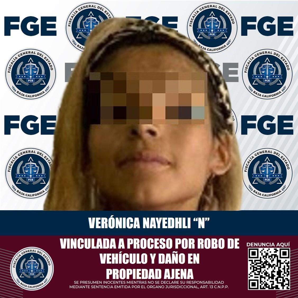 Obtiene la FGE vinculación a proceso para mujer imputada por los delitos de robo de vehículo de motor y daño en propiedad ajena