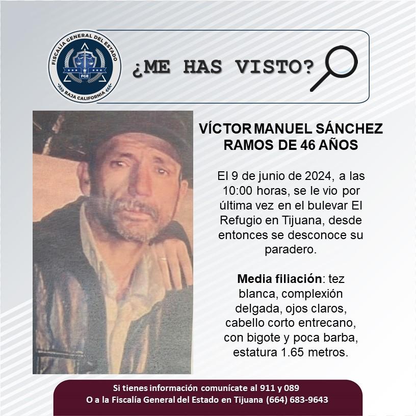 Servicio social: Se busca a Víctor Manuel Sánchez Ramos de 46 años de edad