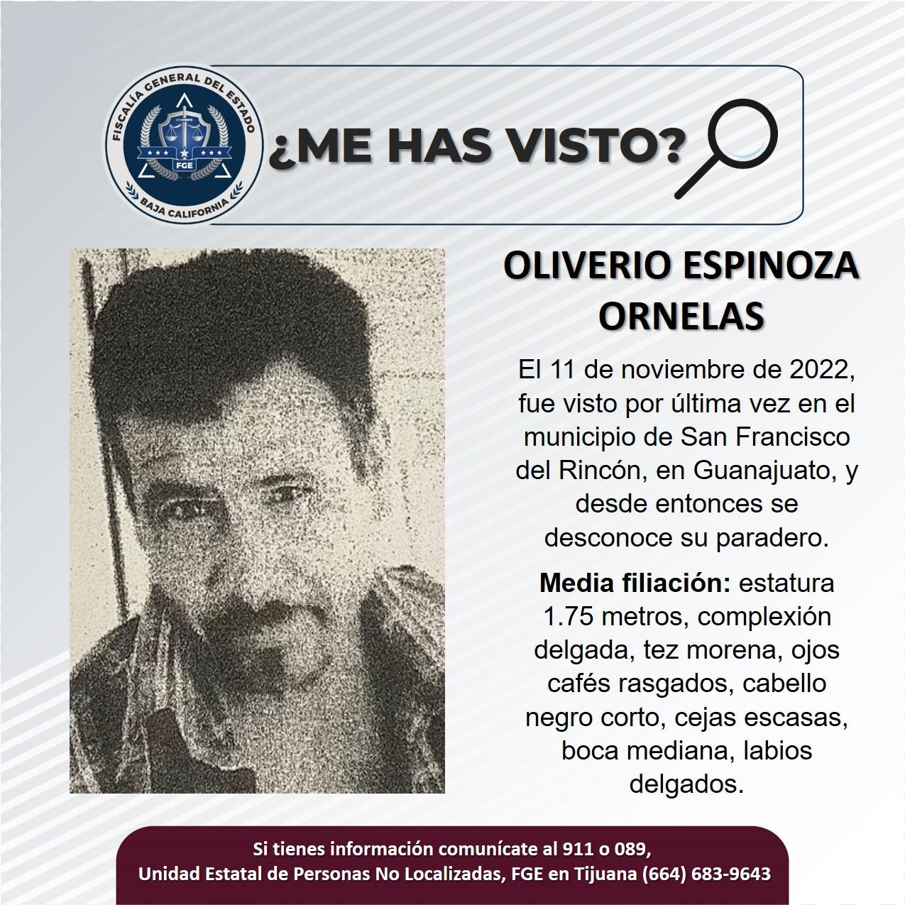 Servicio social: Se busca a Oliverio Espinoza Ornelas