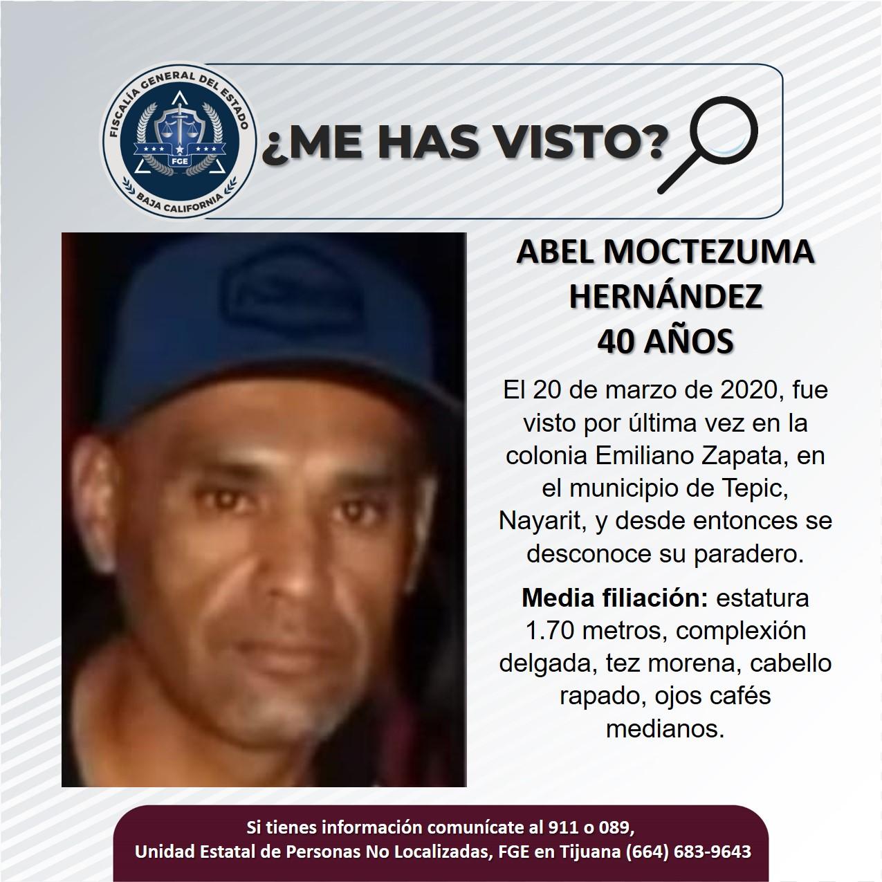 Servicio social: Se busca a Abel Moctezuma Hernández de 40 años de edad