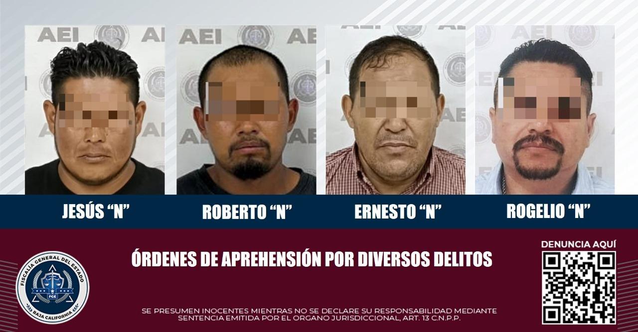 Agentes estatales de investigación capturan a cuatro sujetos con orden de aprehensión en Tecate