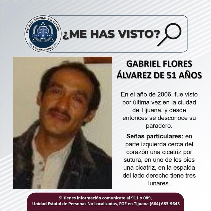 Servicio social: Se busca a Gabriel Flores Álvarez de 51 años de edad