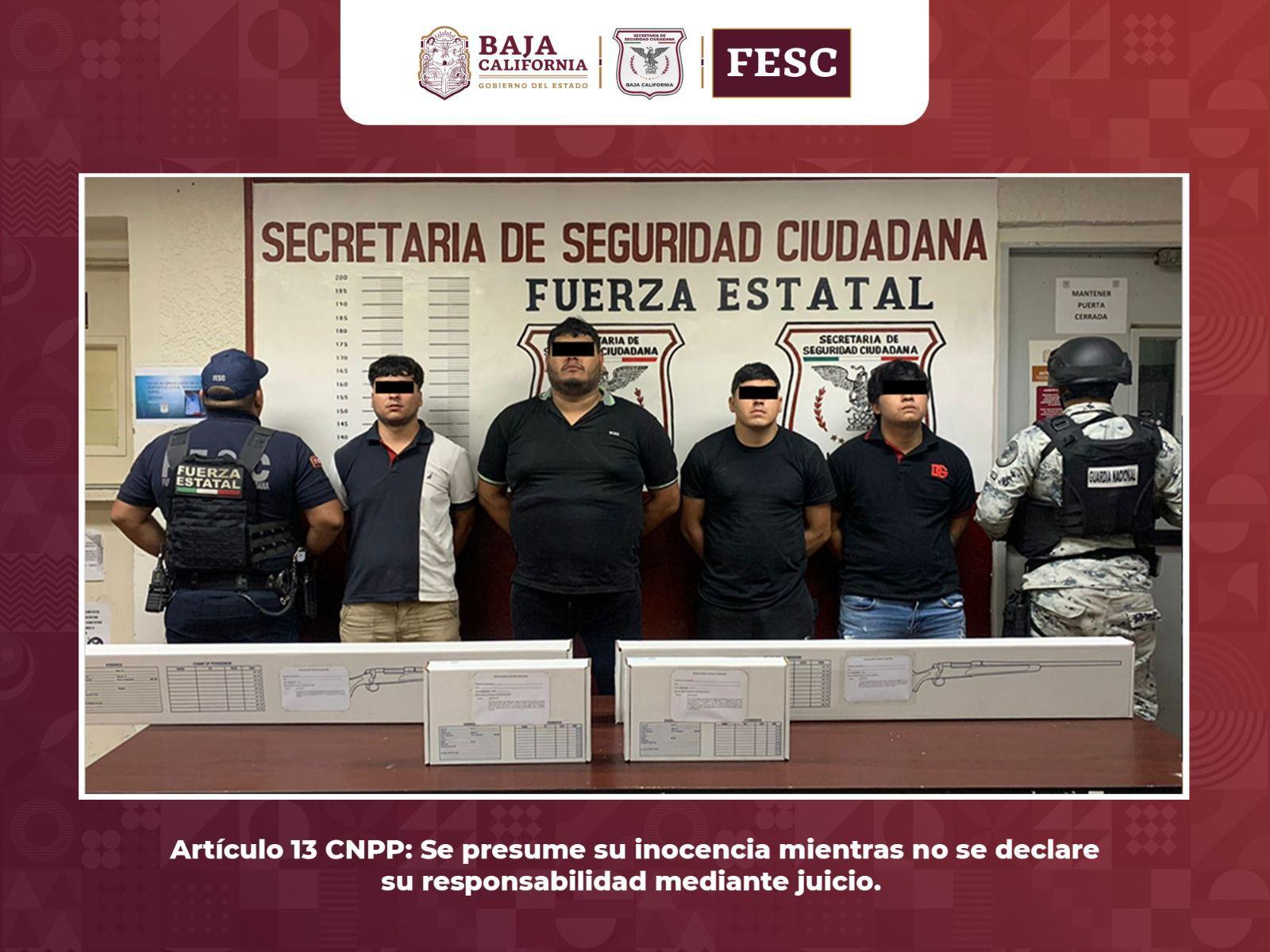 Fuerza Estatal, SEDENA Y Guardia Nacional detienen a 4 sujetos armados en San Felipe