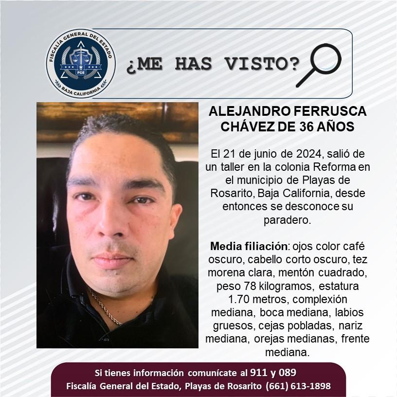 Servicio social: Se busca a Alejandro Ferrusca Chávez de 36 años