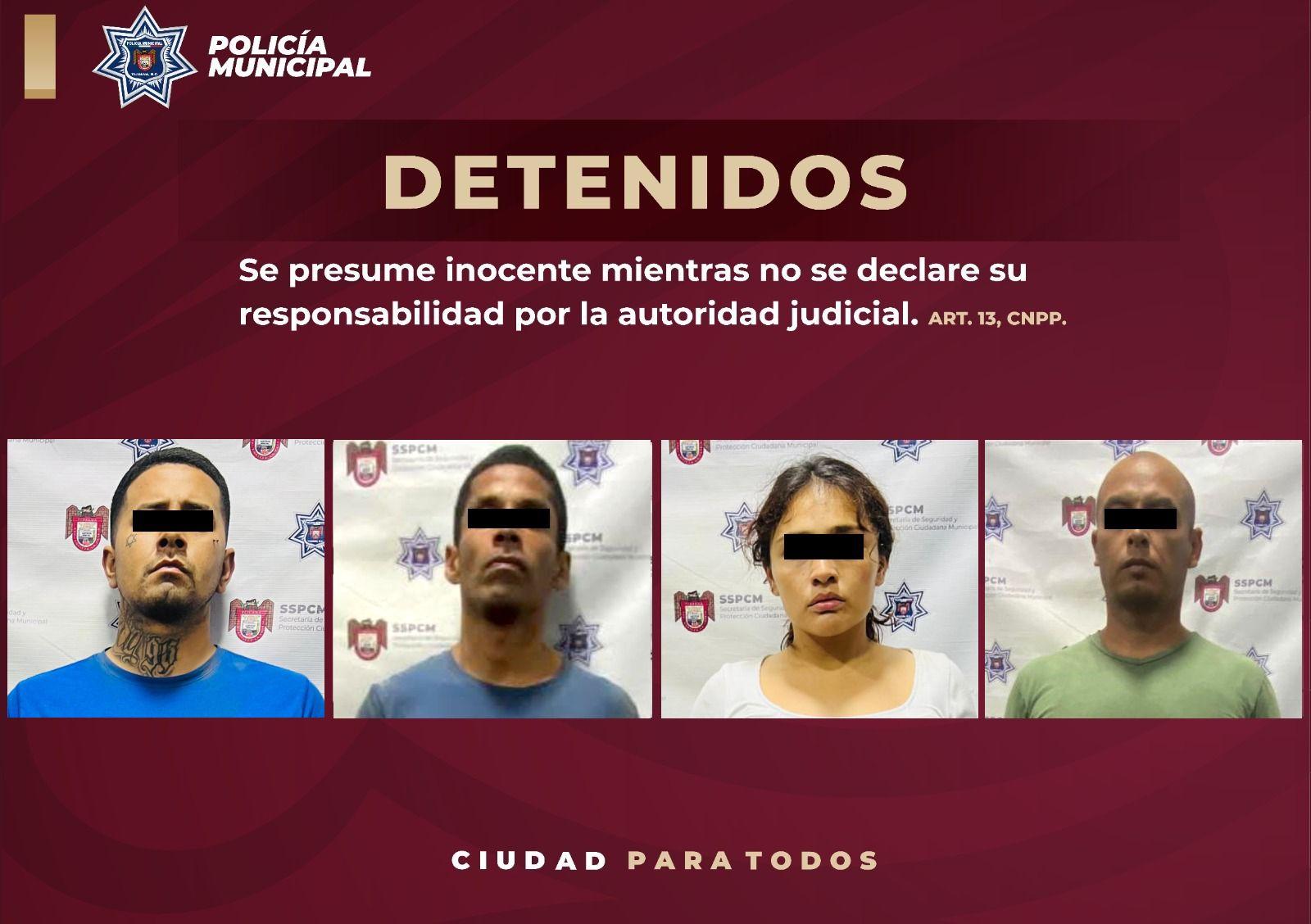 Tras intensa persecución policía municipal captura a cuatro implicados en robo