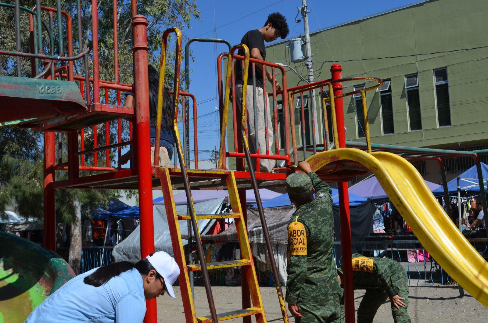 SSCBC, SEDENA y ciudadanos rehabilitan parque en Tecate
