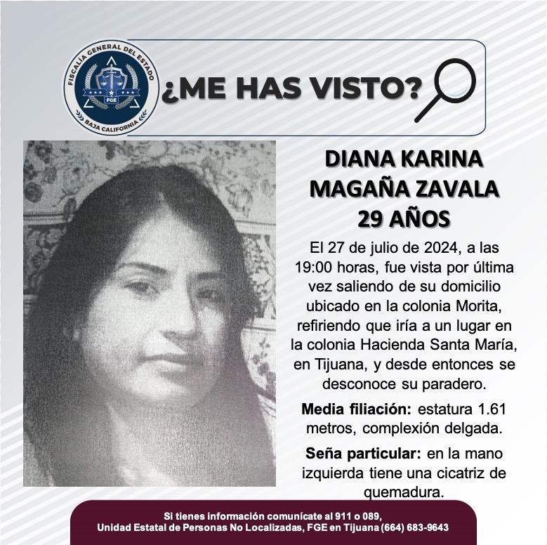 Servicio social: Se busca a Diana Karina Magaña Zavala de 29 años de edad