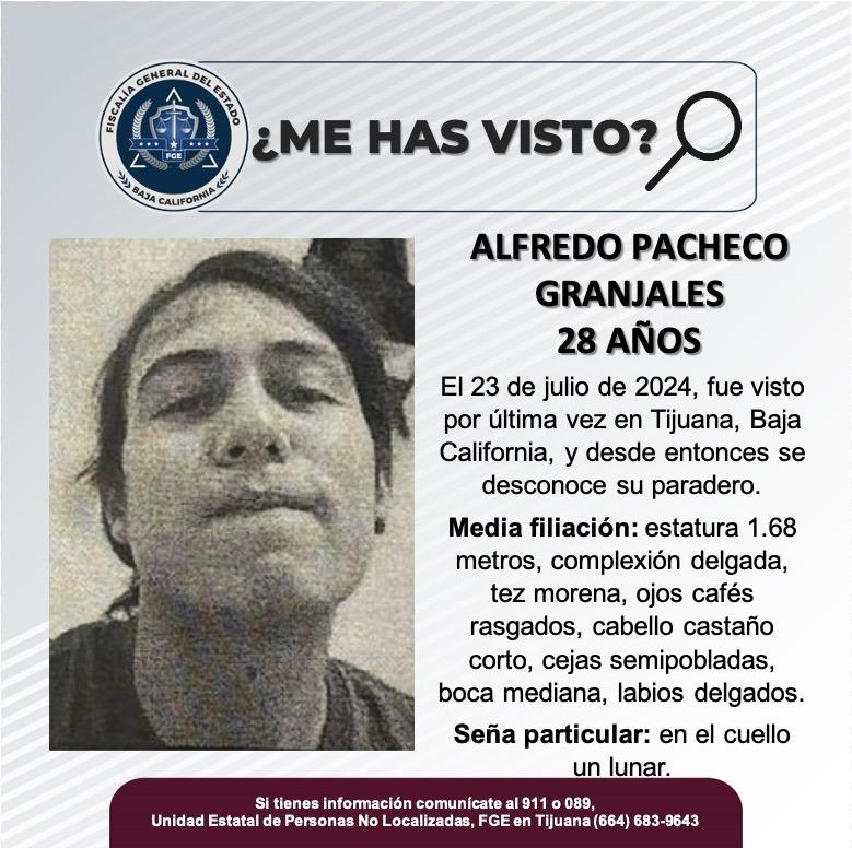 Servicio social: se busca a Alfredo Pacheco Granjales de 28 años de edad