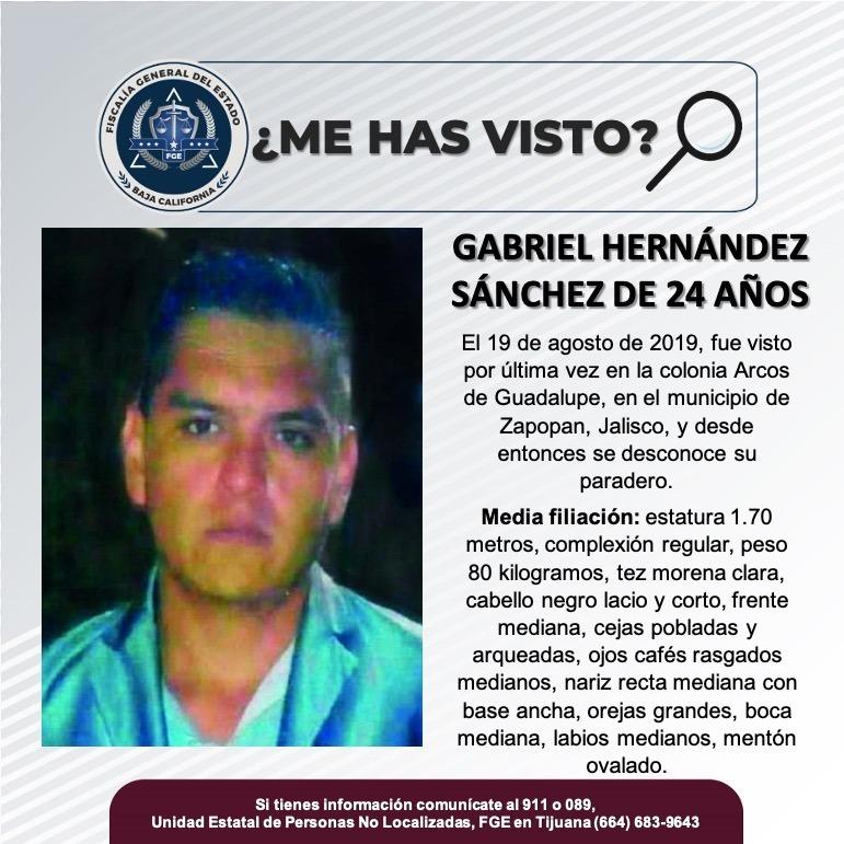 Servicio social: Se busca a Gabriel Hernández Sánchez de 24 años de edad