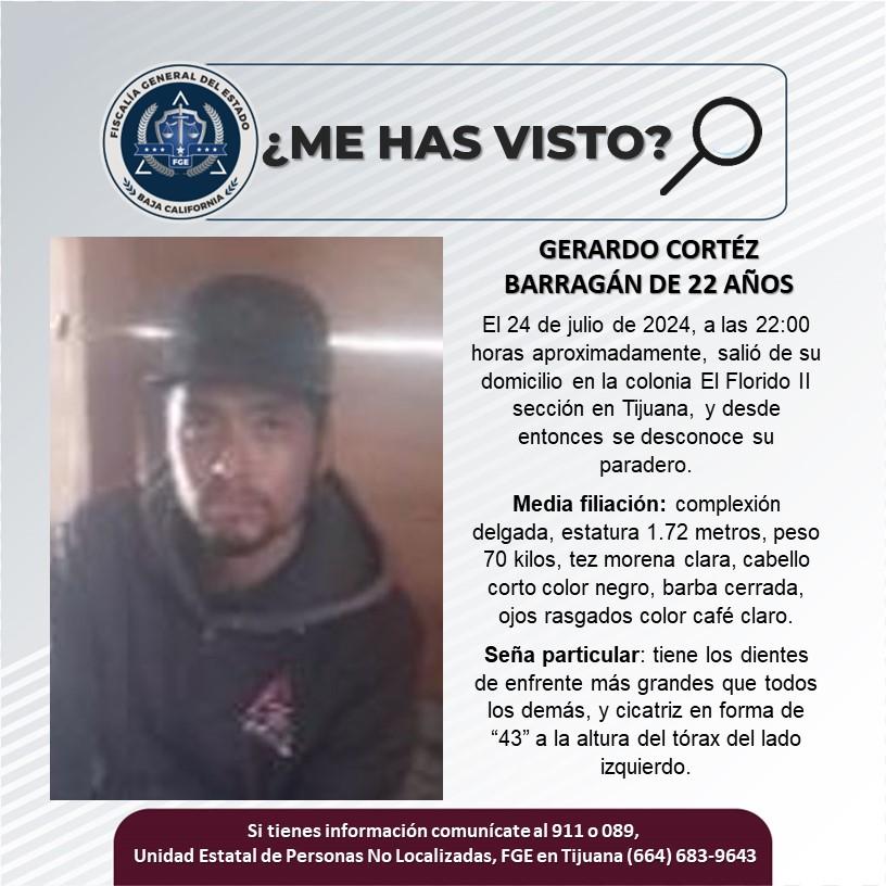 Servicio social: Se busca a Gerardo Cortéz Barragán de 22 años de edad