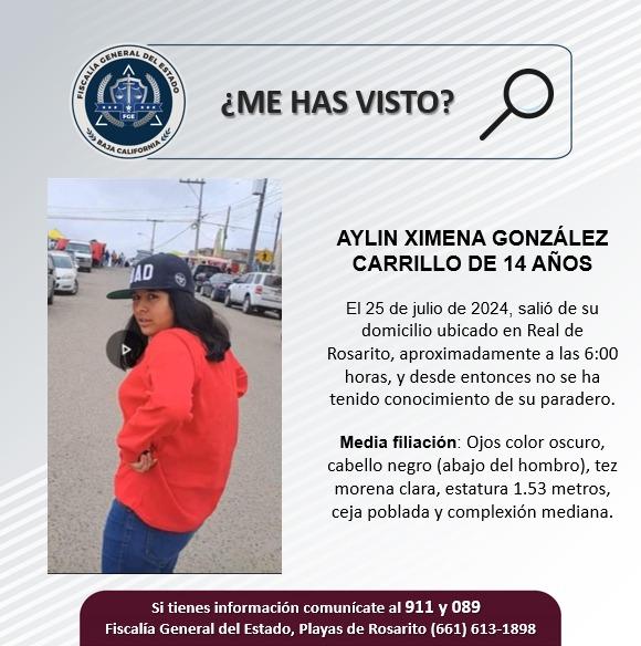 Servicio social: Se busca a Aylin Ximena González Carrillo de 14 años de edad