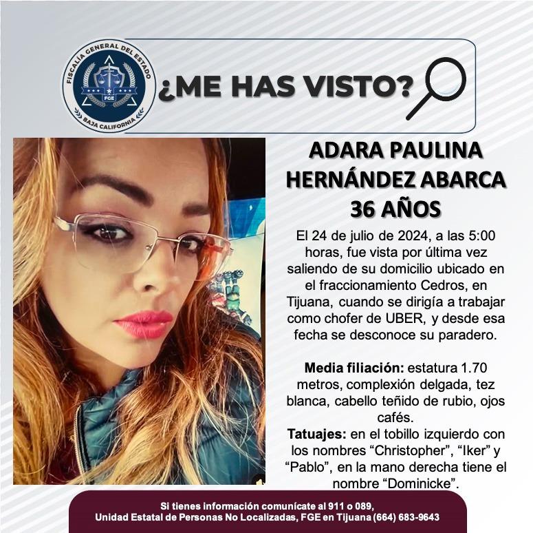 Servicio social: Se busca a Adara Paulina Hernández Abarca de 36 años de edad