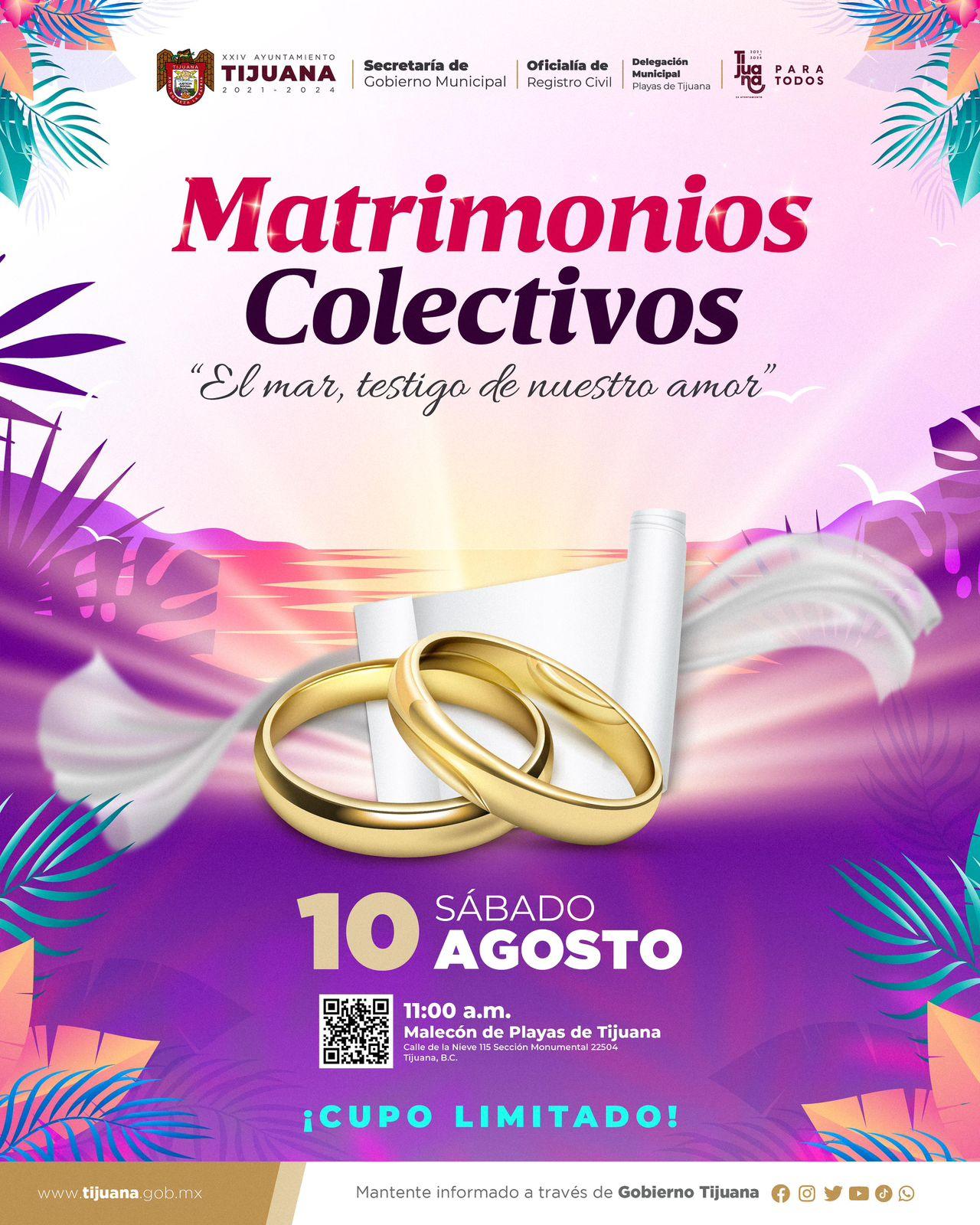 INVITA AYUNTAMIENTO DE TIJUANA A FORMAR PARTE DE LOS MATRIMONIOS COLECTIVOS EN PLAYAS DE TIJUANA