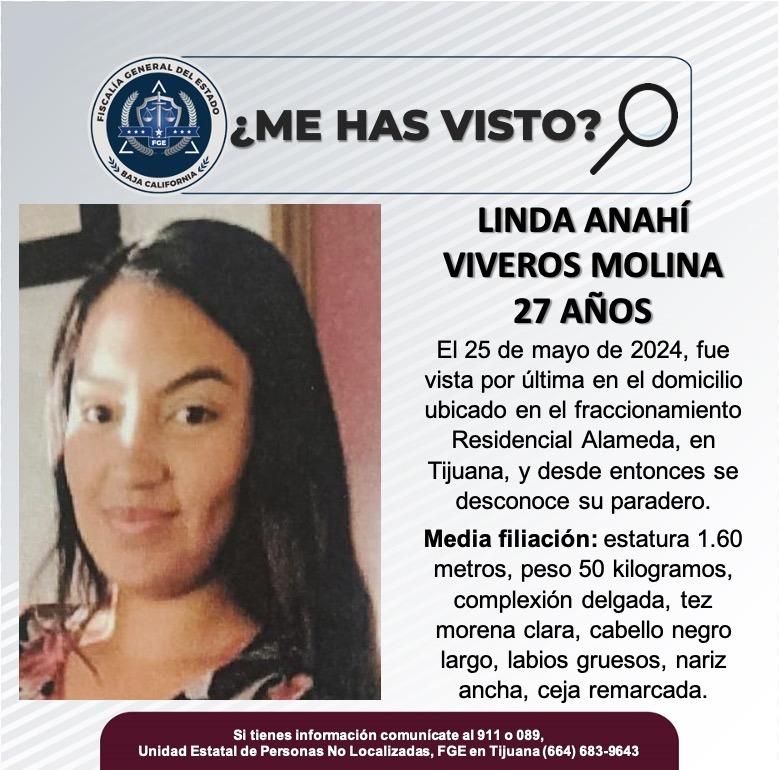 Servicio social: Se busca a Linda Anahí Viveros Molina de 27 años de edad