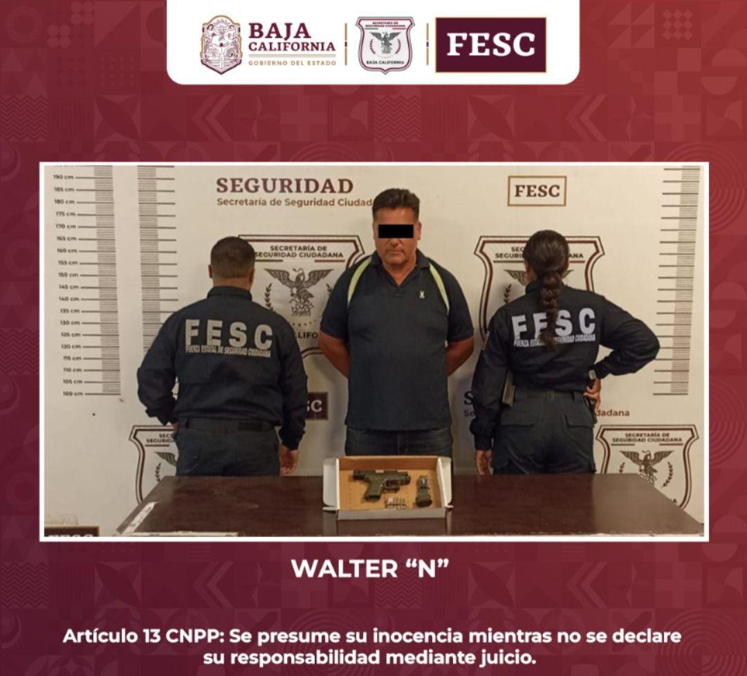 Confisca FESC arma de fuego y detiene a presunto delincuente en Tijuana