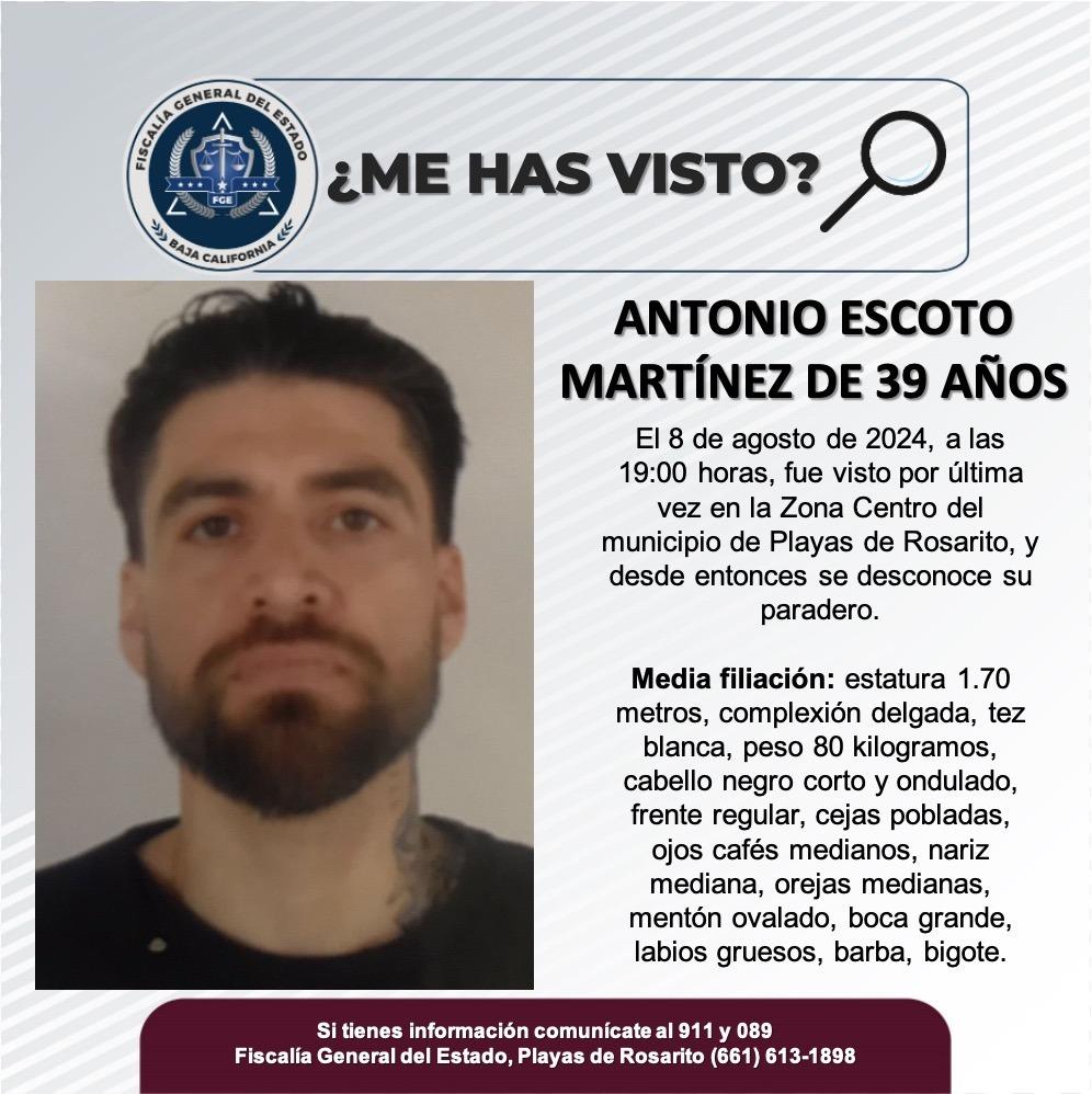 Servicio social: Se busca a Antonio Escoto Martínez de 39 años de edad