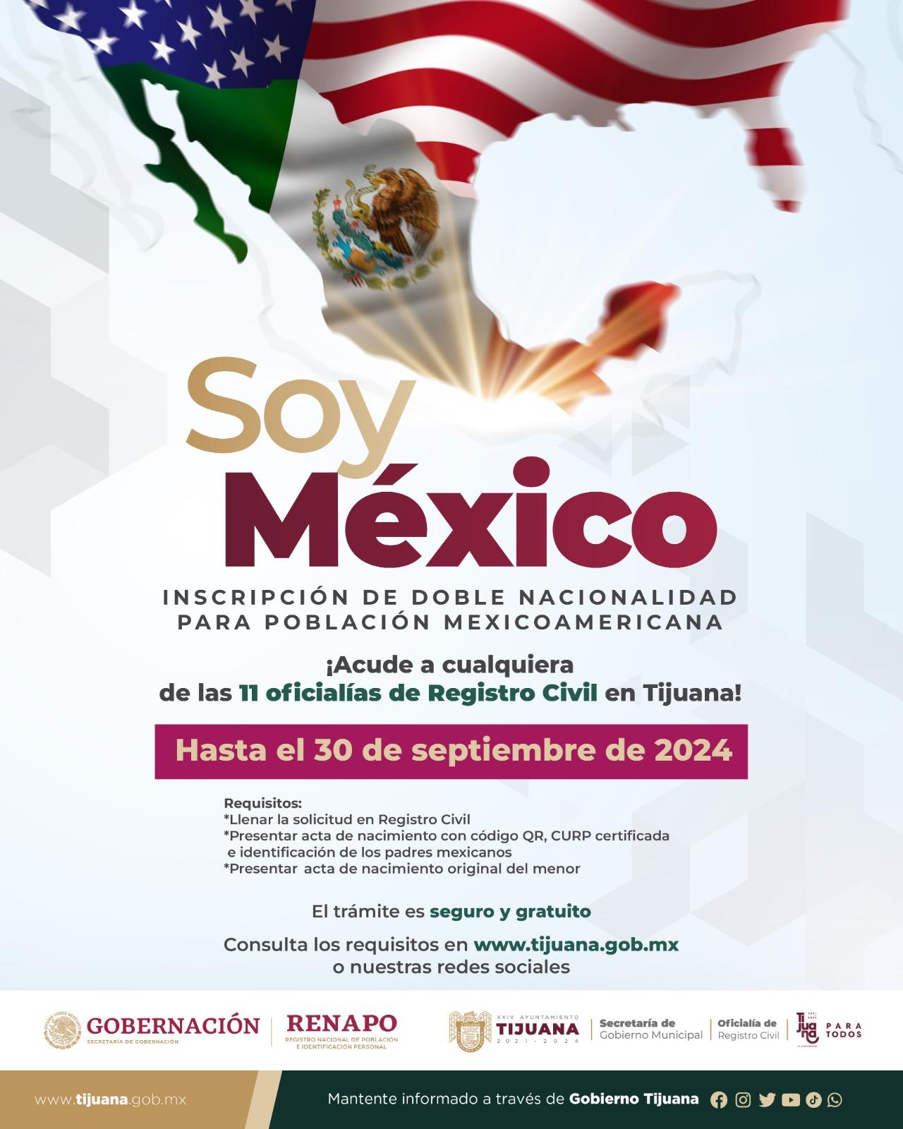 Invita Ayuntamiento de Tijuana a formar parte de la campaña “Soy México” para tramitar doble nacionalidad