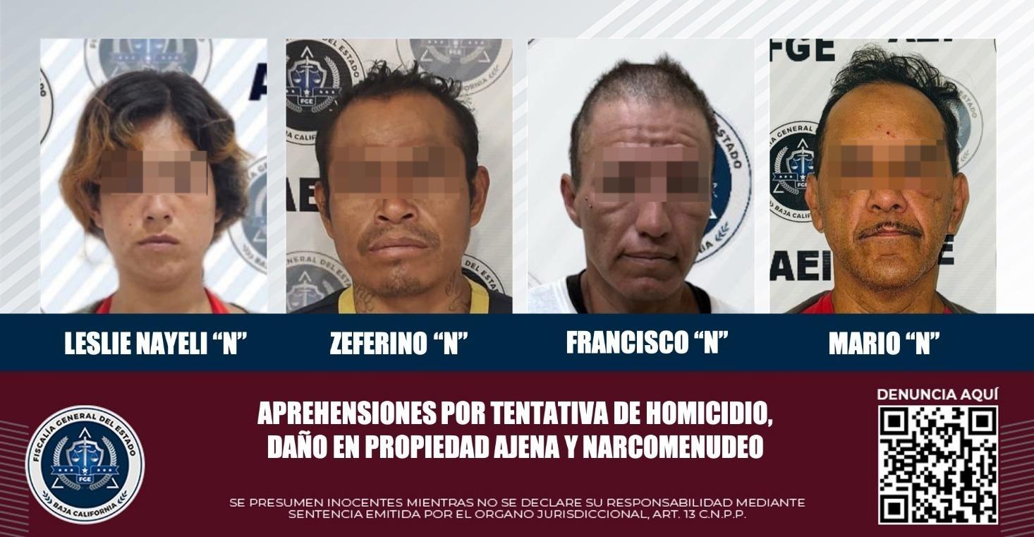 Cumplimenta FGE cuatro aprehensiones, una de ellas por tentativa de homicidio calificado