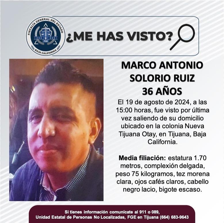 Servicio social: Se busca a Marco Antonio Solorio Ruiz de 36 años de edad