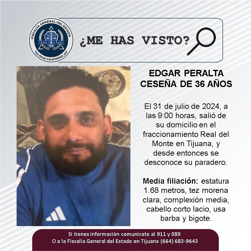 Servicio social: Se busca a Edgar Peralta Ceseña de 36 años de edad