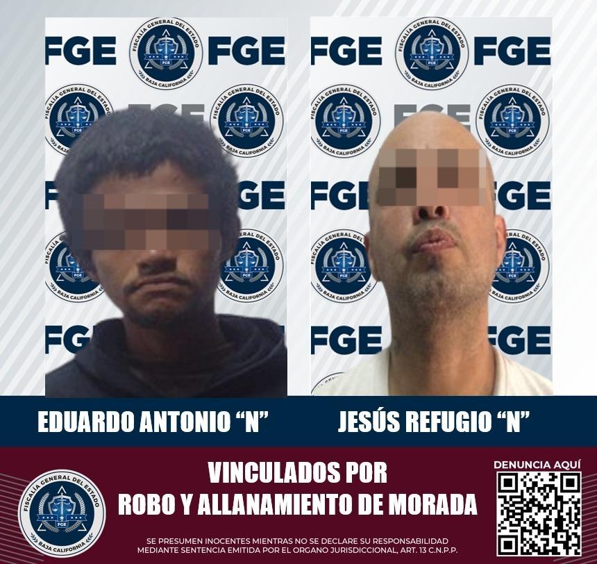 FGE obtiene vinculación a proceso de dos hombres por los delitos de robo y allanamiento de morada