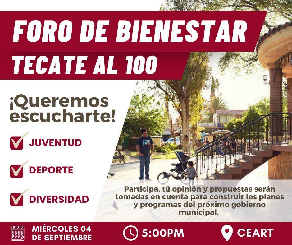 Invita Román Cota a foro de bienestar ¡Tecate al 100!