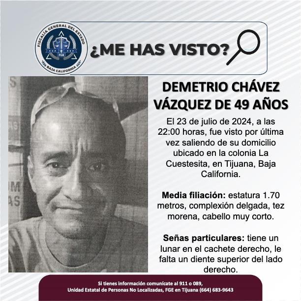 Servicio social: Demetrio Chávez Vázquez de 49 años de edad