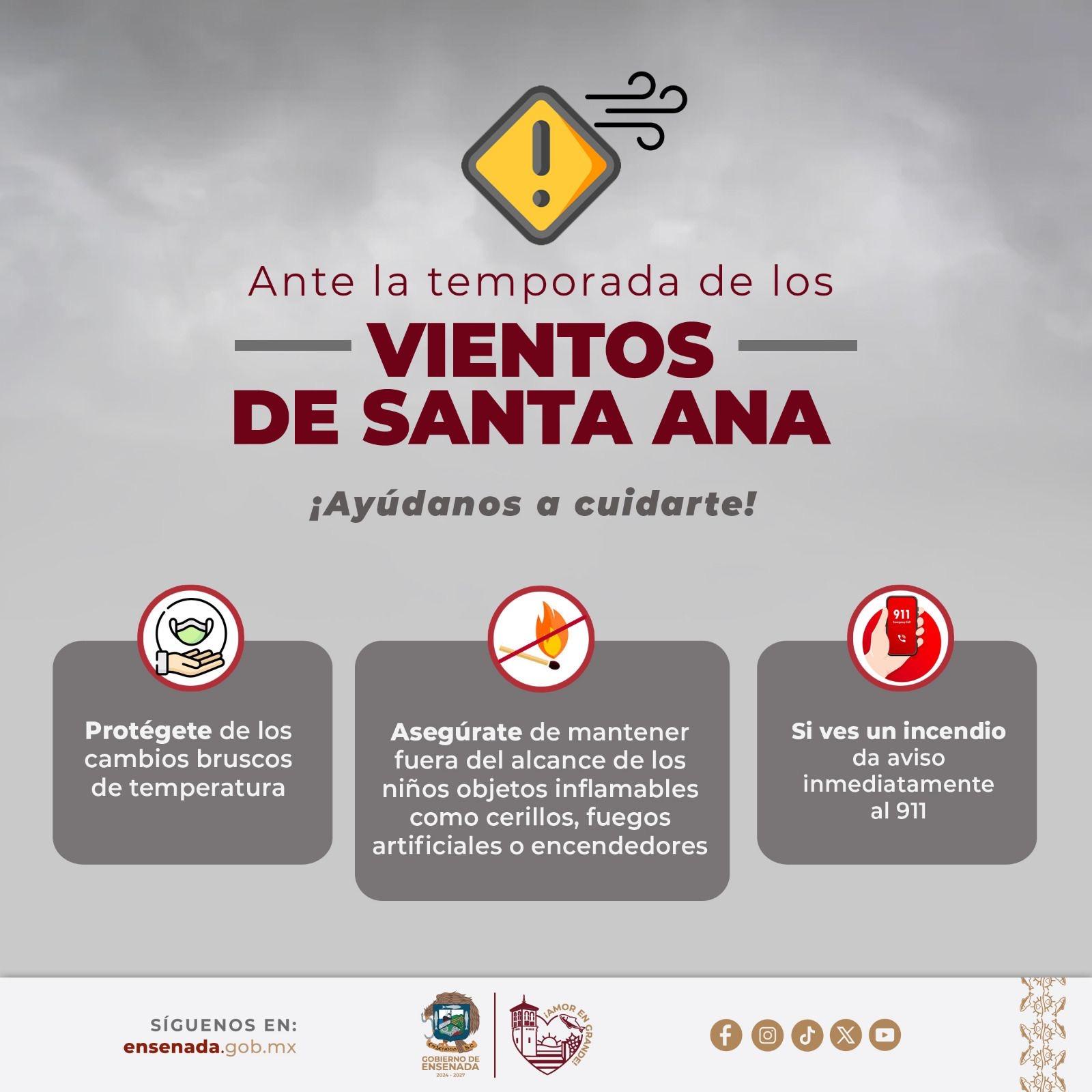 Promueve Protección Civil información preventiva sobre los Vientos Santa Ana