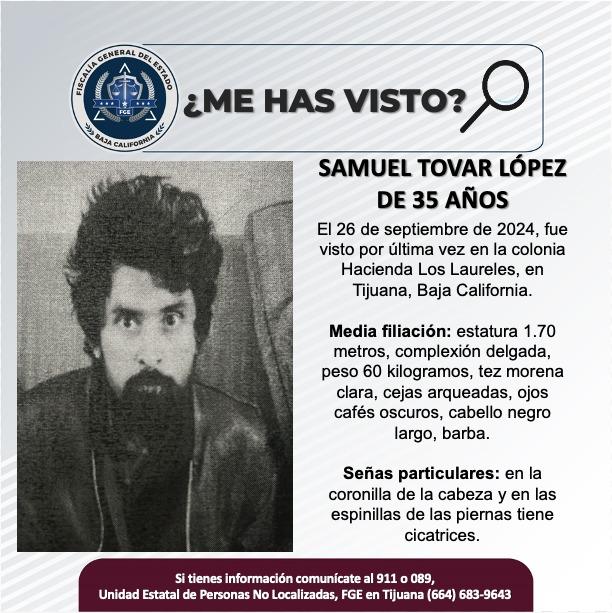 Servicio social: Se busca a Samuel Tovar López de 35 años de edad