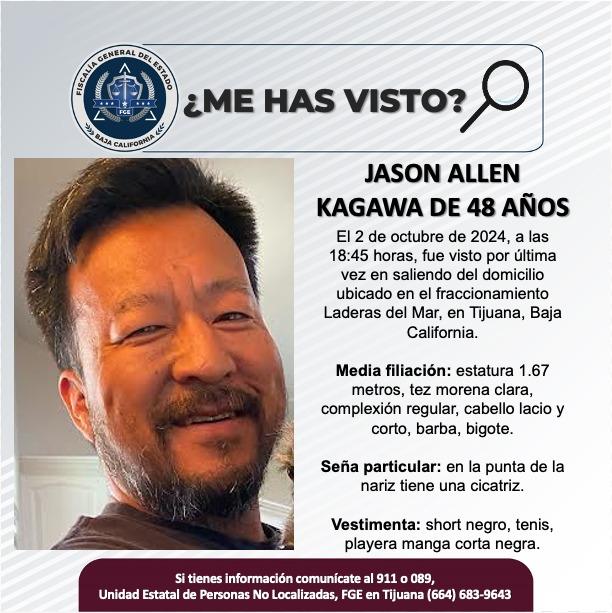 Servicio social: Se busca a Jason Allen Kagawa de 48 años de edad