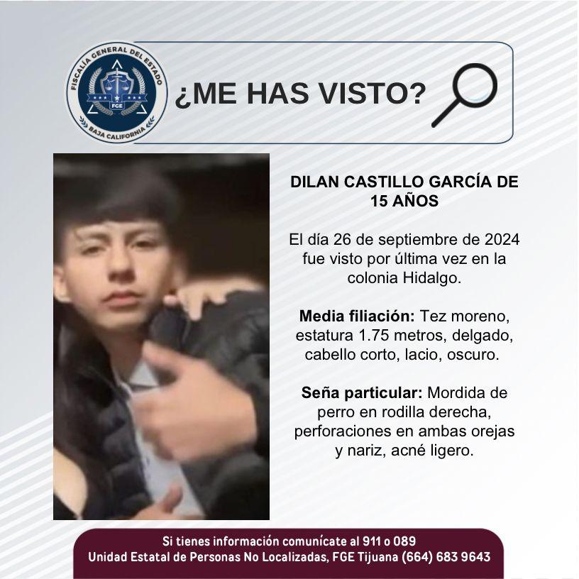 Servicio social: Se busca a Dilan Castillo García De 15 años de edad