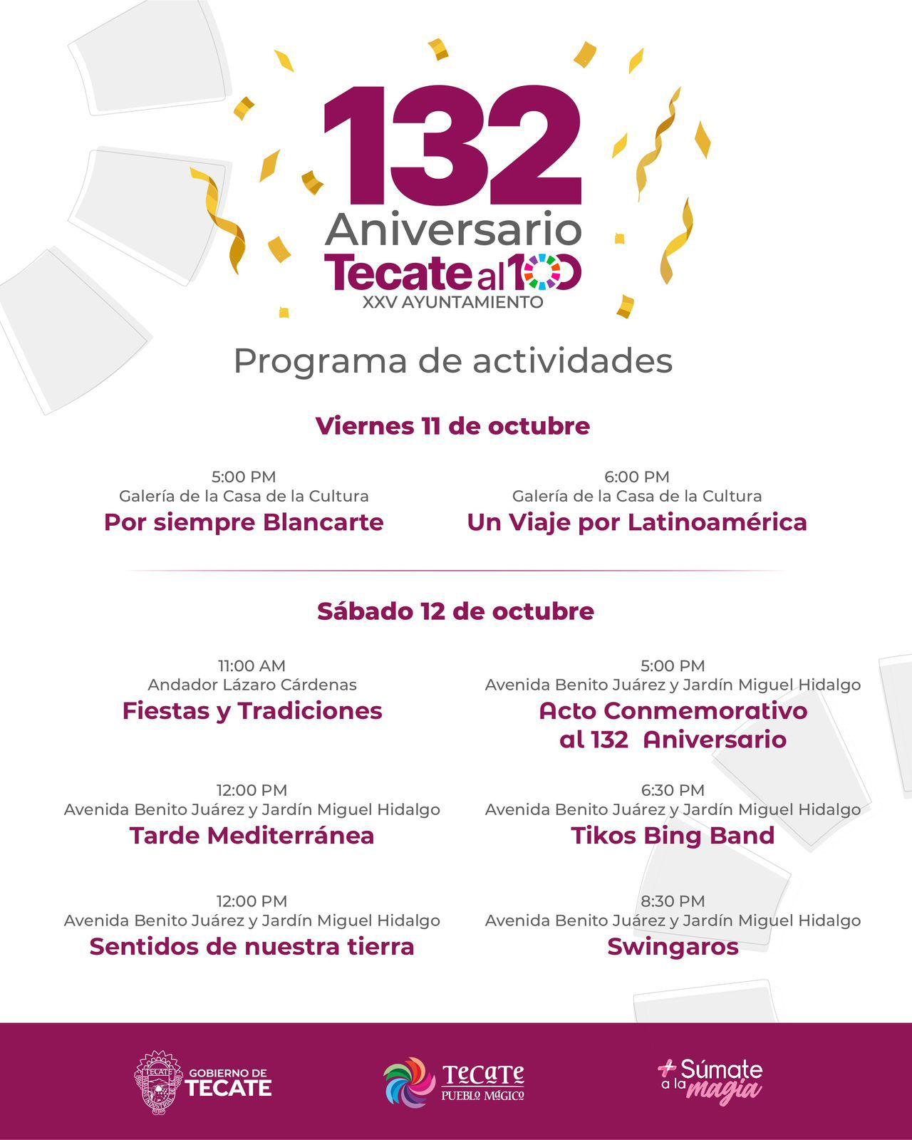 Presenta Gobierno de Tecate el programa de actividades del 132 aniversario de la ciudad