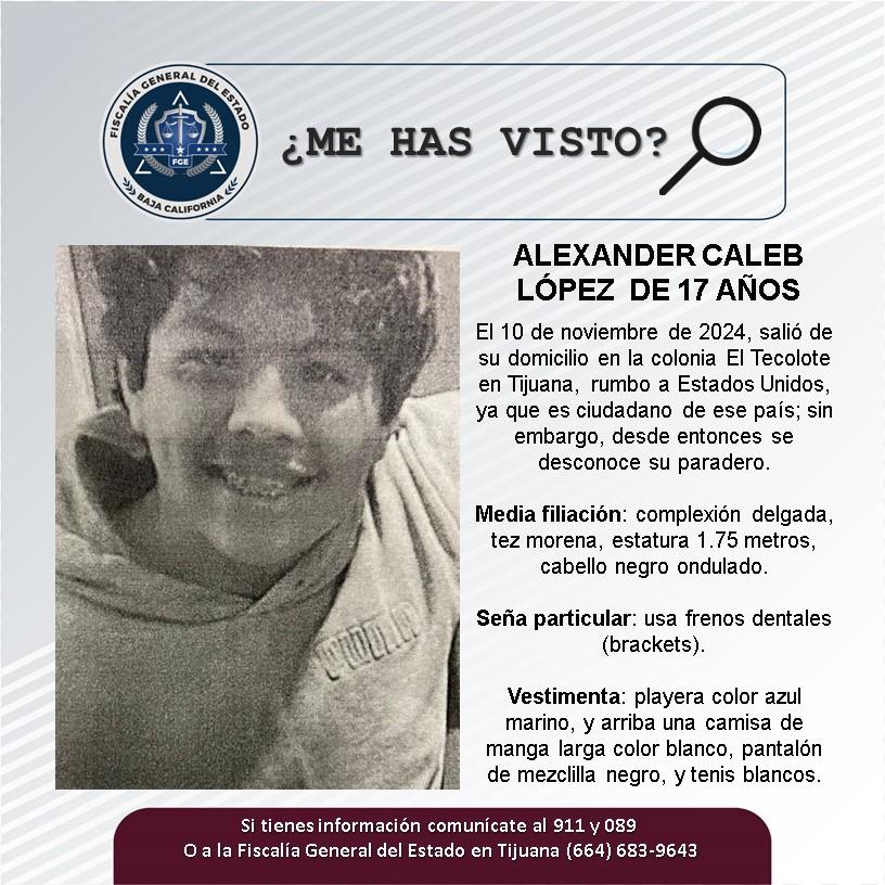 Servicio social: Se busca a Alexander Caleb López de 17 años