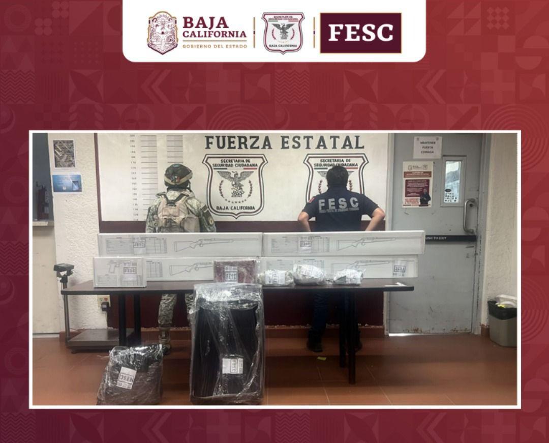 FESC y SEDENA descubren arsenal de armas en Tecate