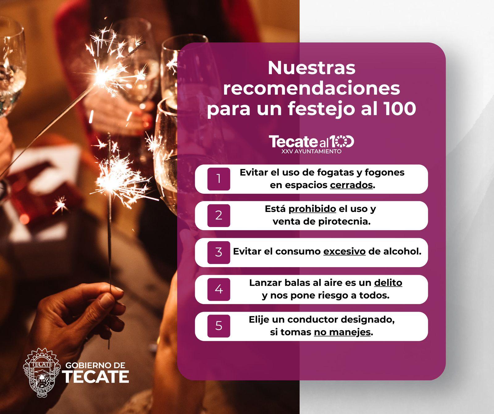 Emite Gobierno de Tecate recomendaciones para fin de año