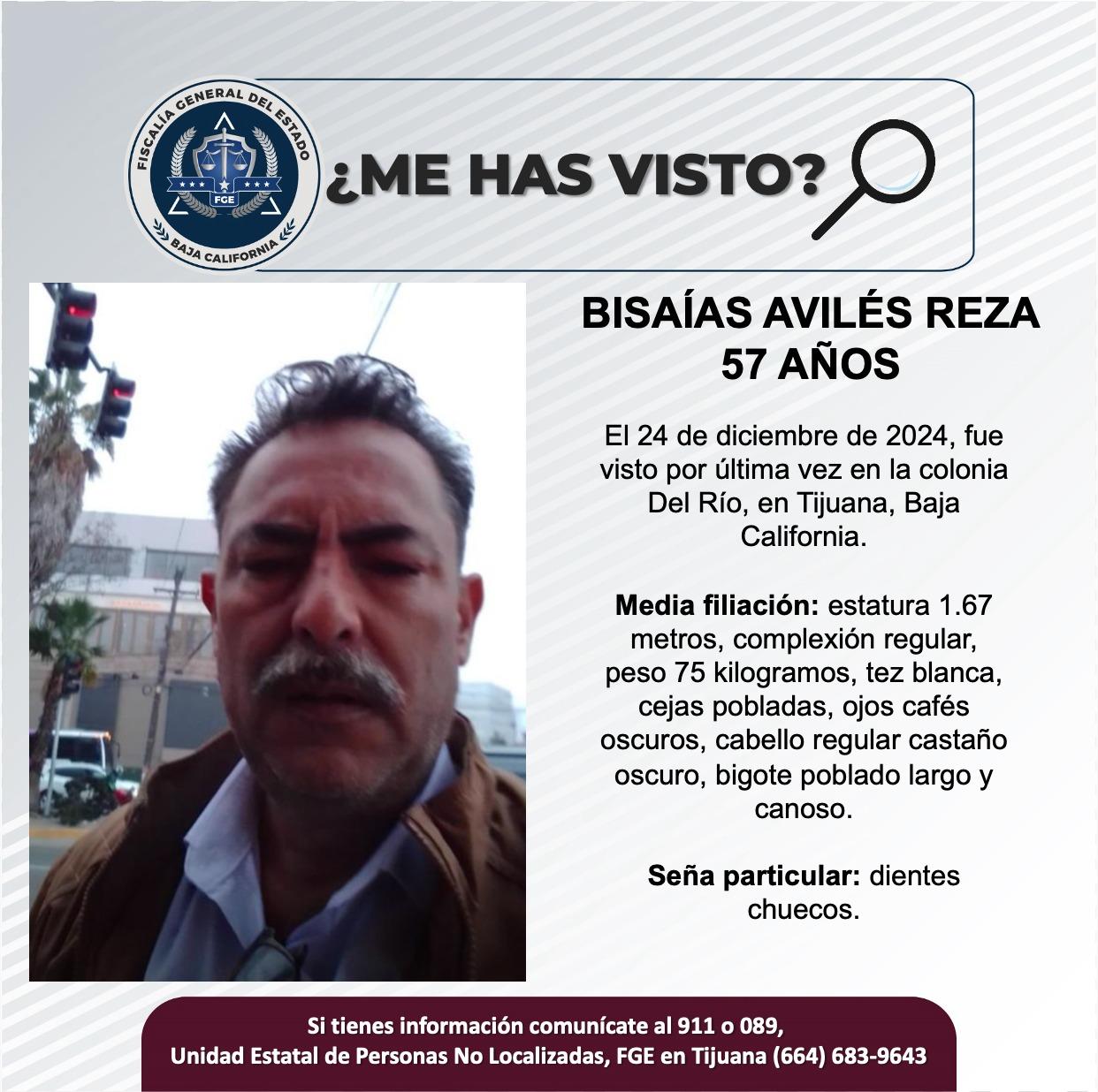 Servicio social: Se busca a Isaías Avilés Reza de 57 años de edad