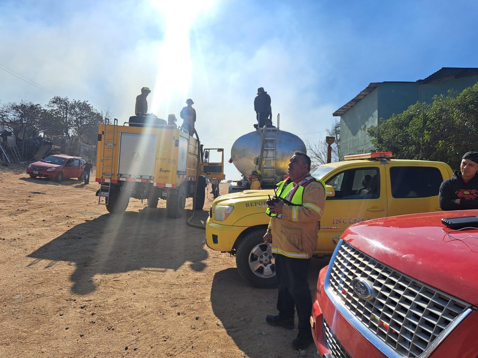 Protección Civil y bomberos combate incendio forestal en Santa Anita