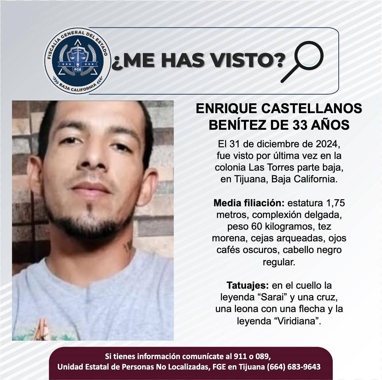 Servicio social: Enrique Castellanos Benítez de 33 años de edad