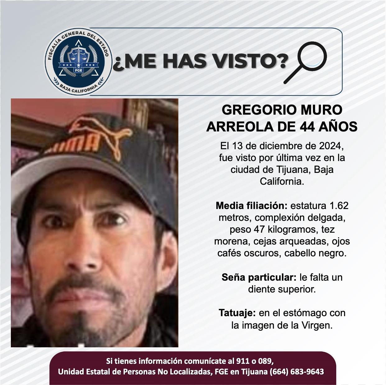 Servicio social: Gregorio Muro Arreola de 44 años de edad