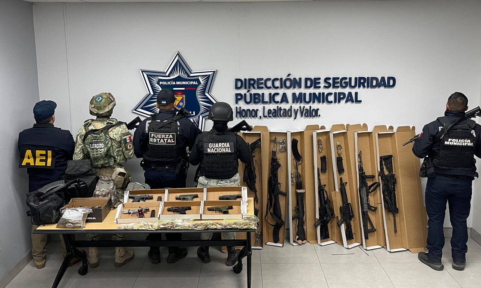 Grupo de coordinación interinstitucional asegura armas, cargadores, cartuchos y vehículos: SSCBC