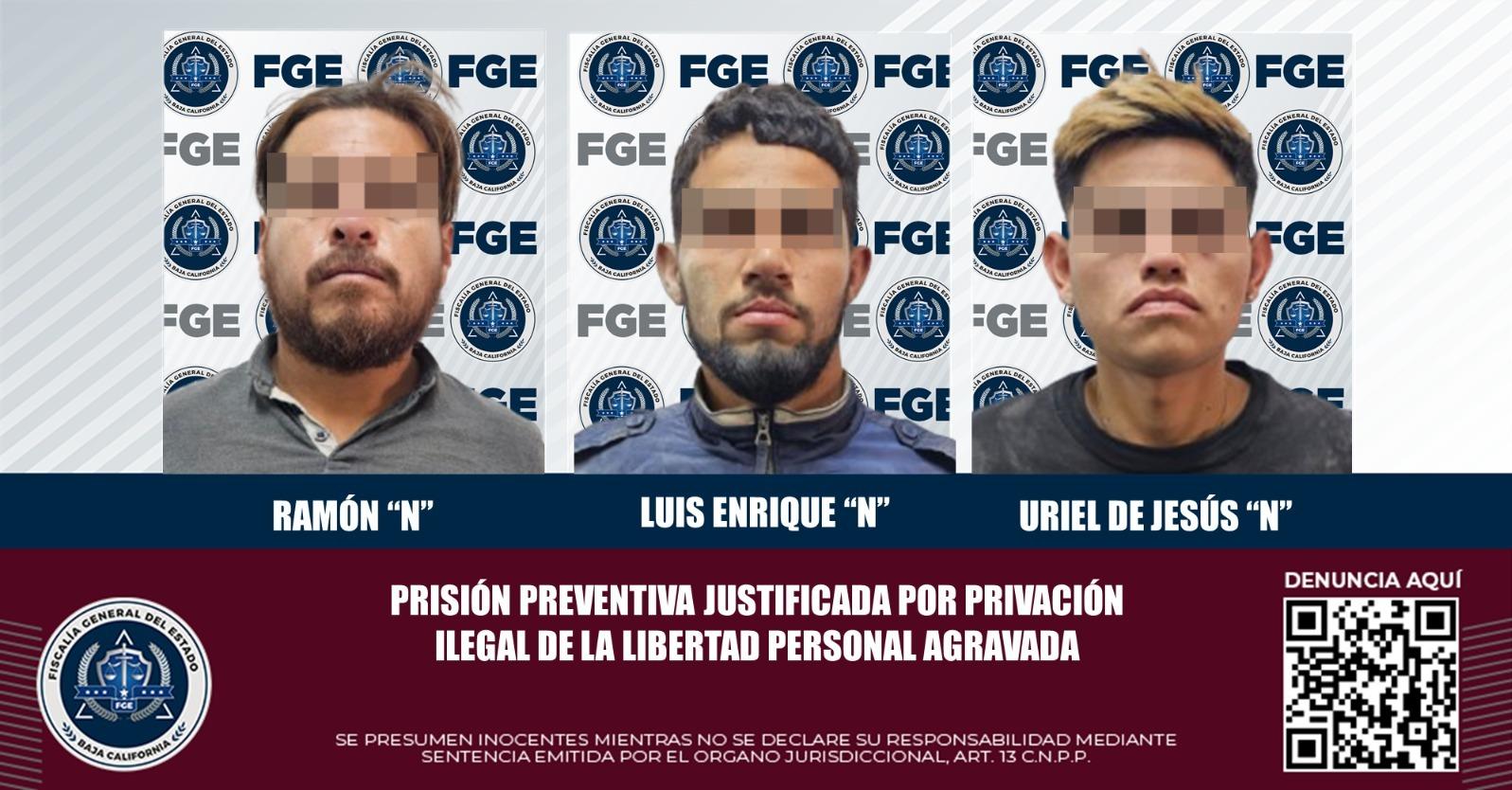 Logra FGE prisión preventiva justificada contra tres imputados por privación ilegal de la libertad personal agravada