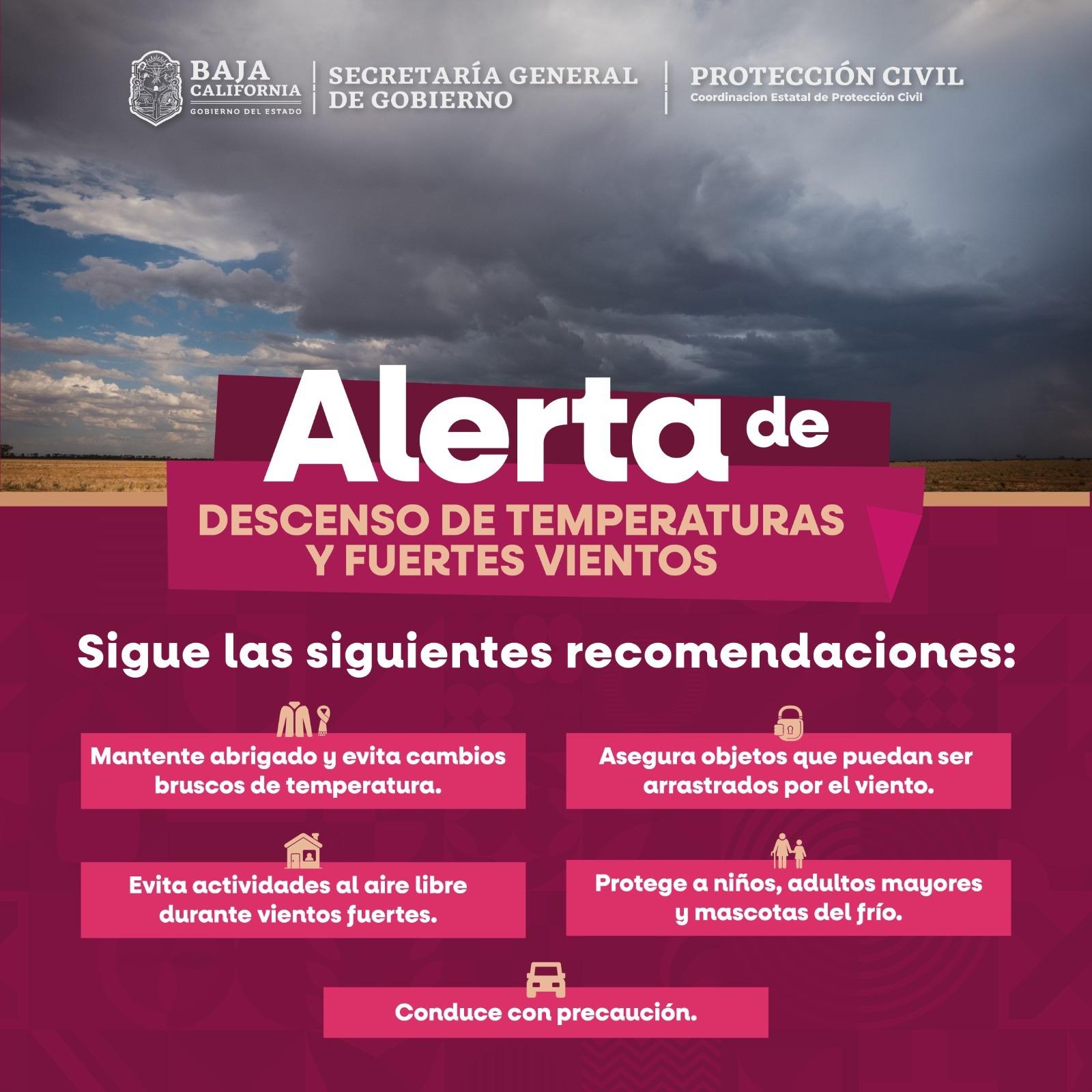 Advierte Protección Civil estatal descenso de temperaturas en Baja California