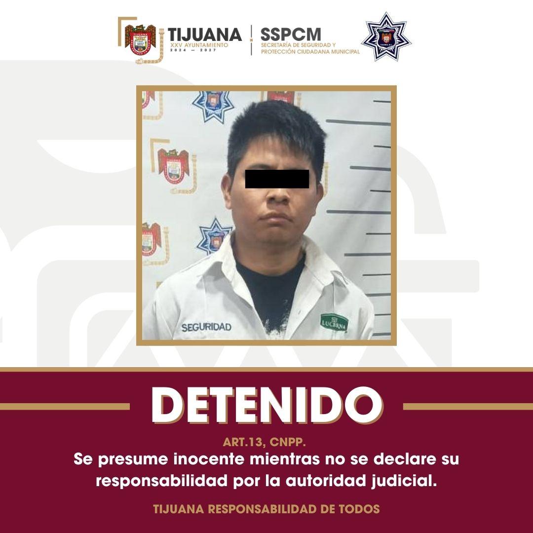 Asegura Policía Municipal de Tijuana a presunto responsable de robo con violencia
