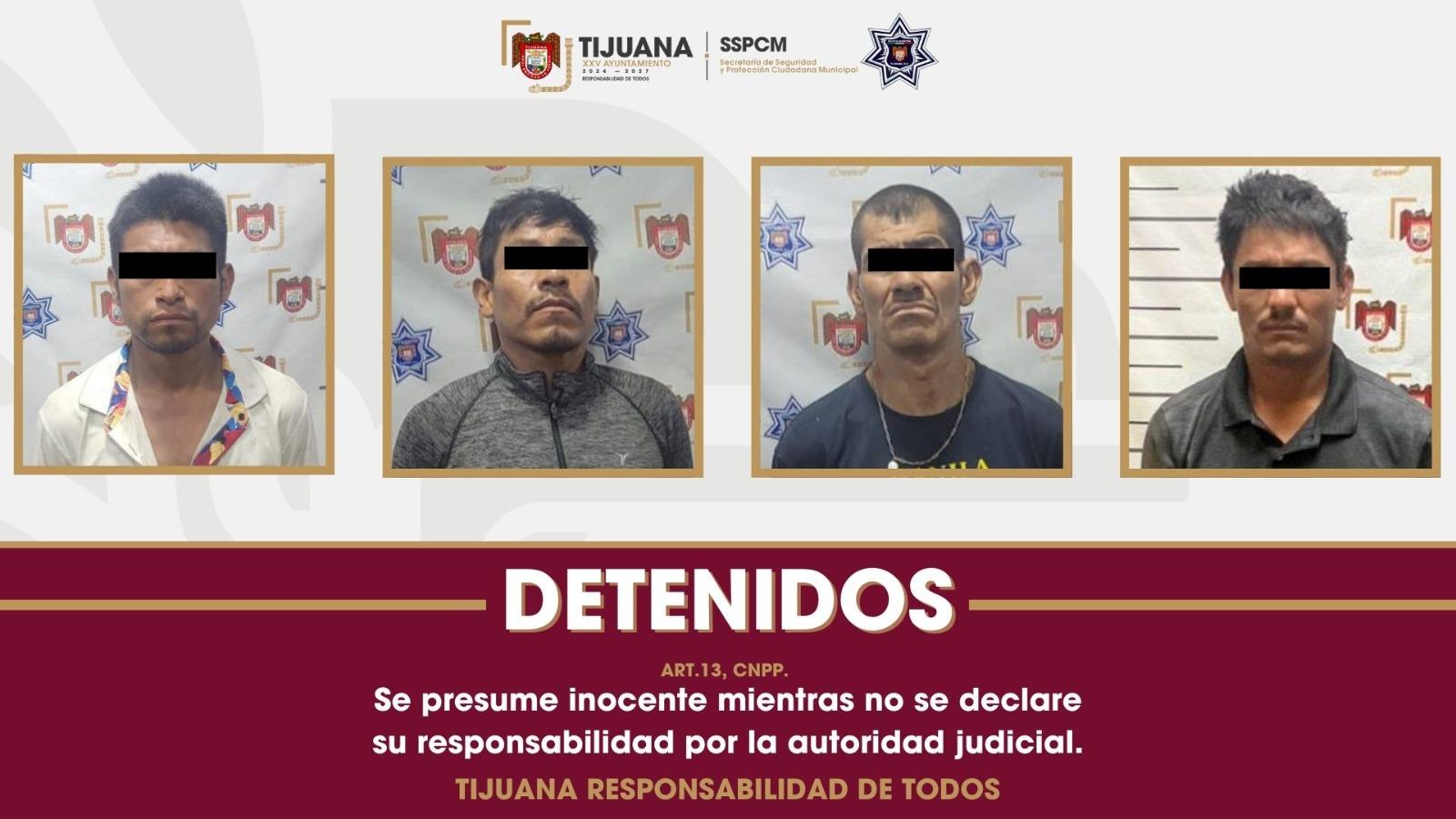 Captura Policía Municipal de Tijuana a cuatro personas por allanamiento de morada y comercio