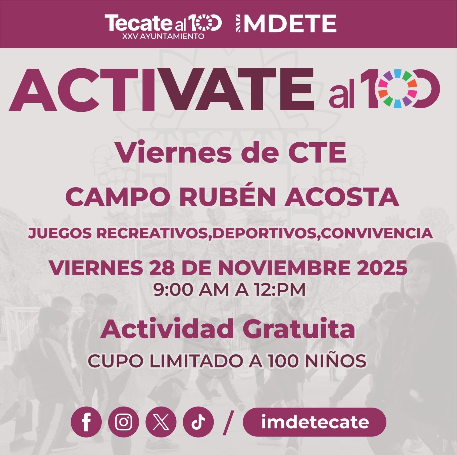 IMDETE lanza el programa “ACTÍVATE al 100” para niñas y niños de Tecate